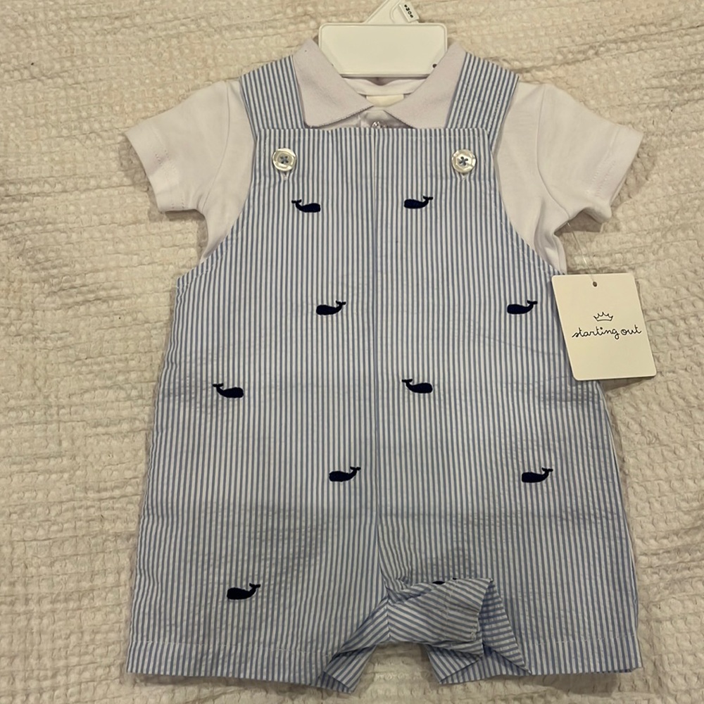 NWT! Blue & white stripped whale outfit